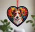 Fox Terrier Stained Glass Effect Heart Suncatcher